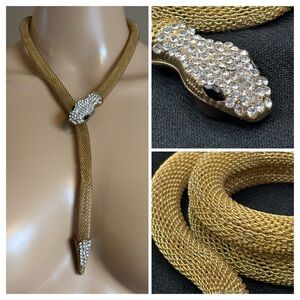 Gold Tone Mesh Magnetic Snake Necklace